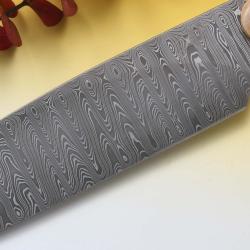 New Generation Damascus Chef Knife handled in Green Tones Mammoth Ivory close up