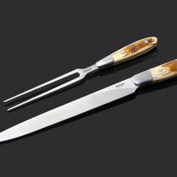 Mammoth Ivory and Stainless Steel Carving Set