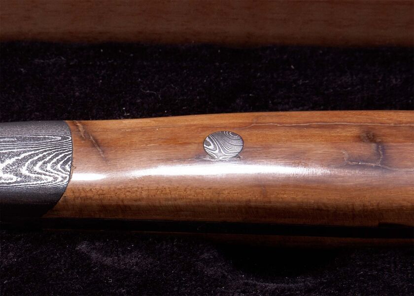 Stainless Ladder Damascus Mammoth Ivory Handled Carving Set