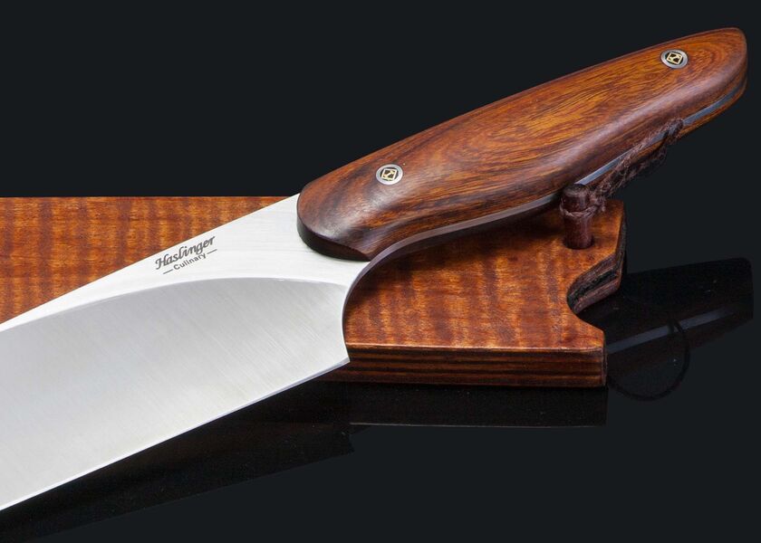New Generation Chef 9" handled in Desert Ironwood with Anagree Saya close up