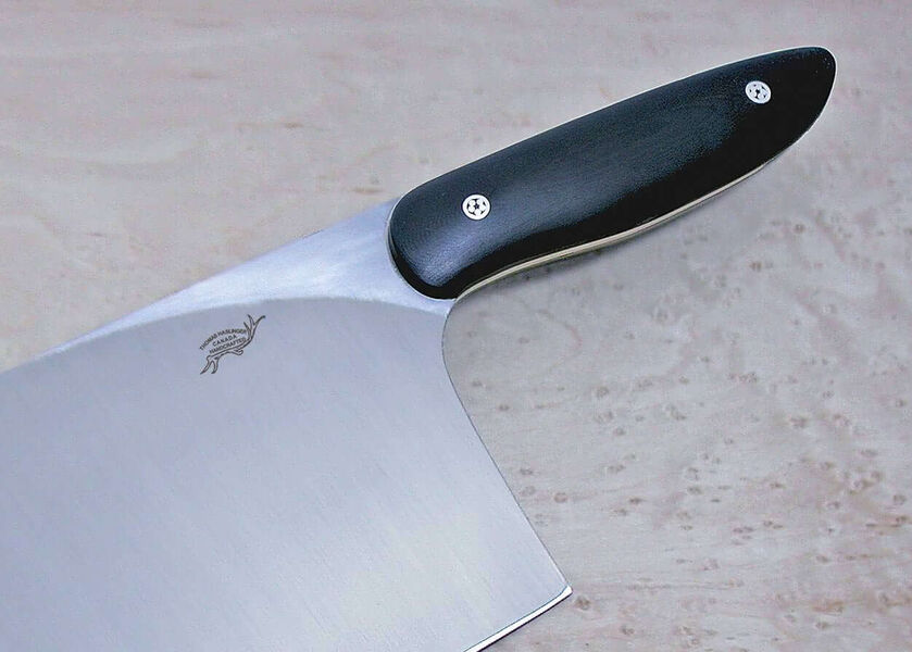 Oriental Cleaver with Micarta Handle close up view
