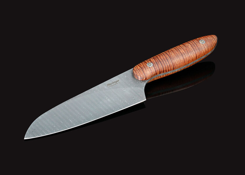 Evolution Damascus Chef Knife with Premium Curly Koa Handle other views