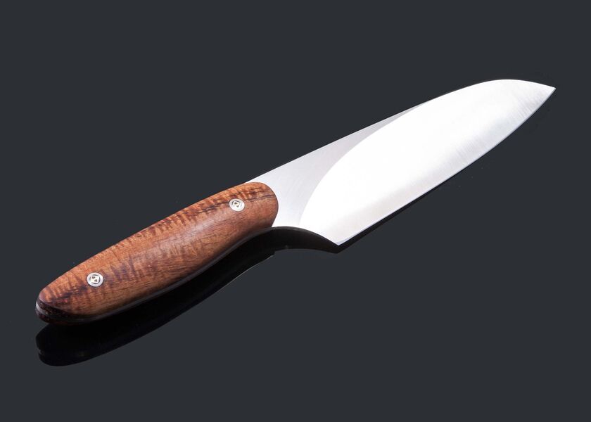 Evolution Chef Knife 140mm Blade with Spalted Curly Koa Handle other view