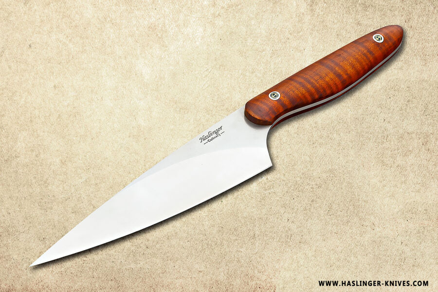 New Generation Chef Knife 150mm Blade - Brown Fiddleback Maple Handle