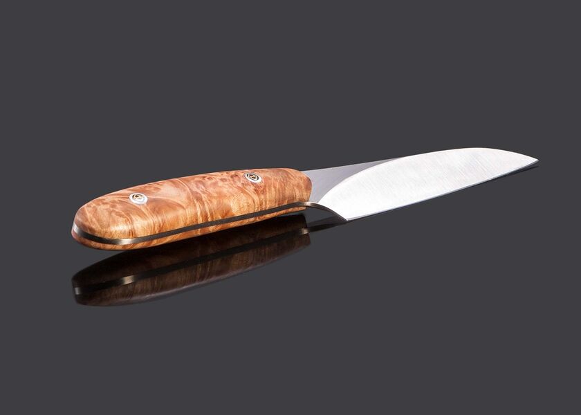 Santuko paring knife handled in maple burl other view