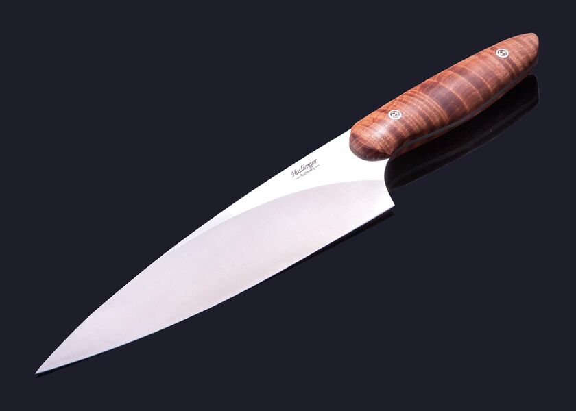 New Generation 8" Chef Knife Fiddleback Maple Handle main view