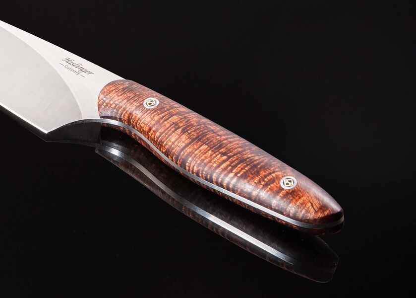 New Generation Chef 150mm Blade - Spectacular Curly Koa Handle close up