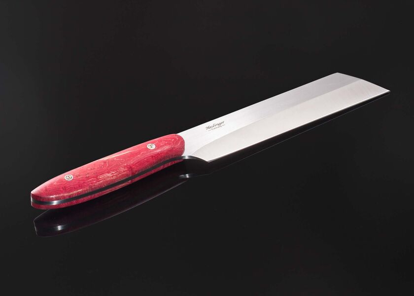 Mukimono handled in gorgeous red flamed maple right view