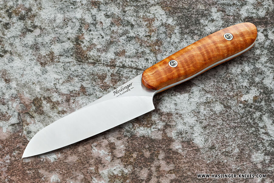 Santuko 4" paring knife handled in fiddleback maple